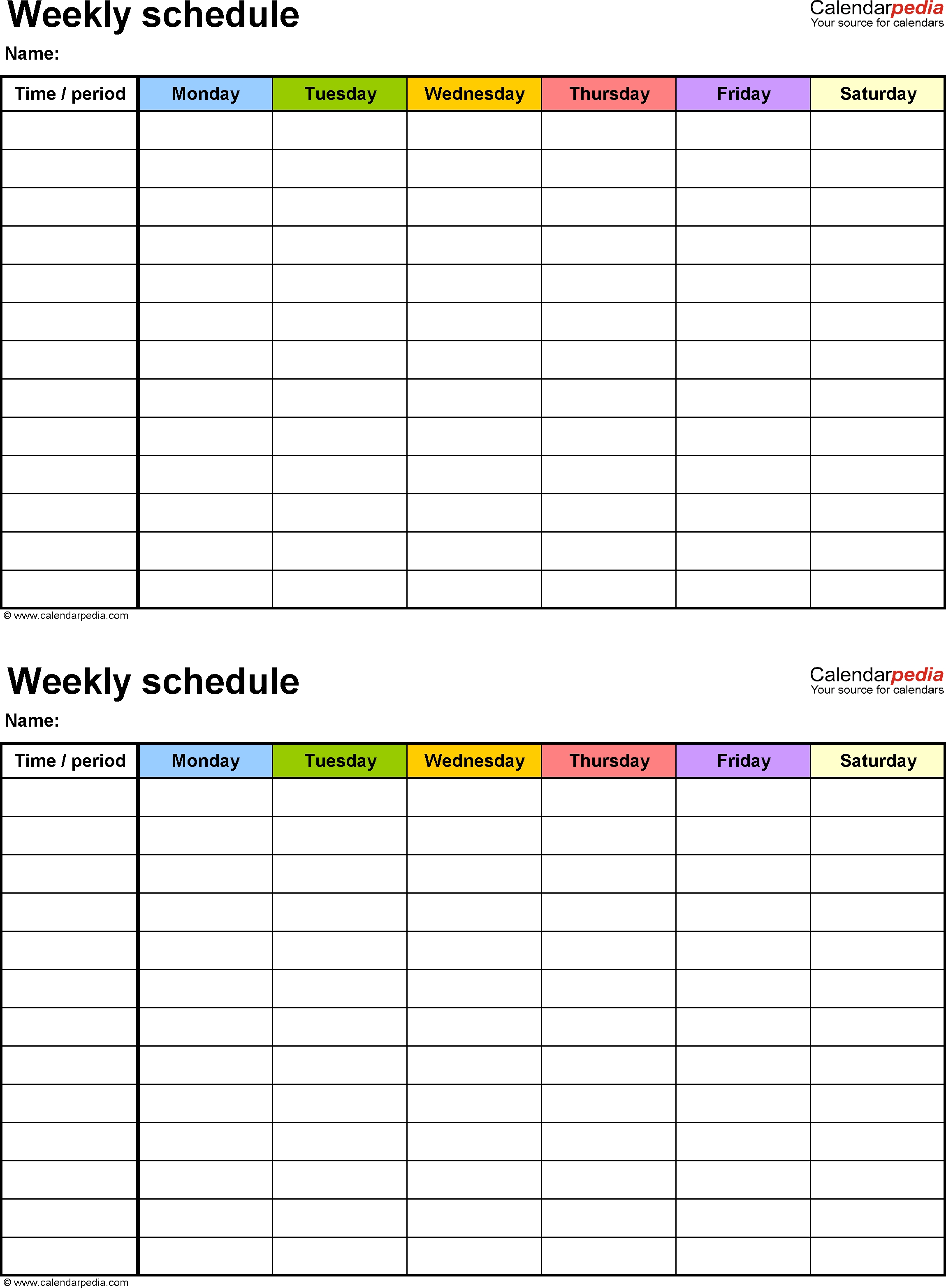 Free Weekly Schedule Templates For Pdf - 18 Templates