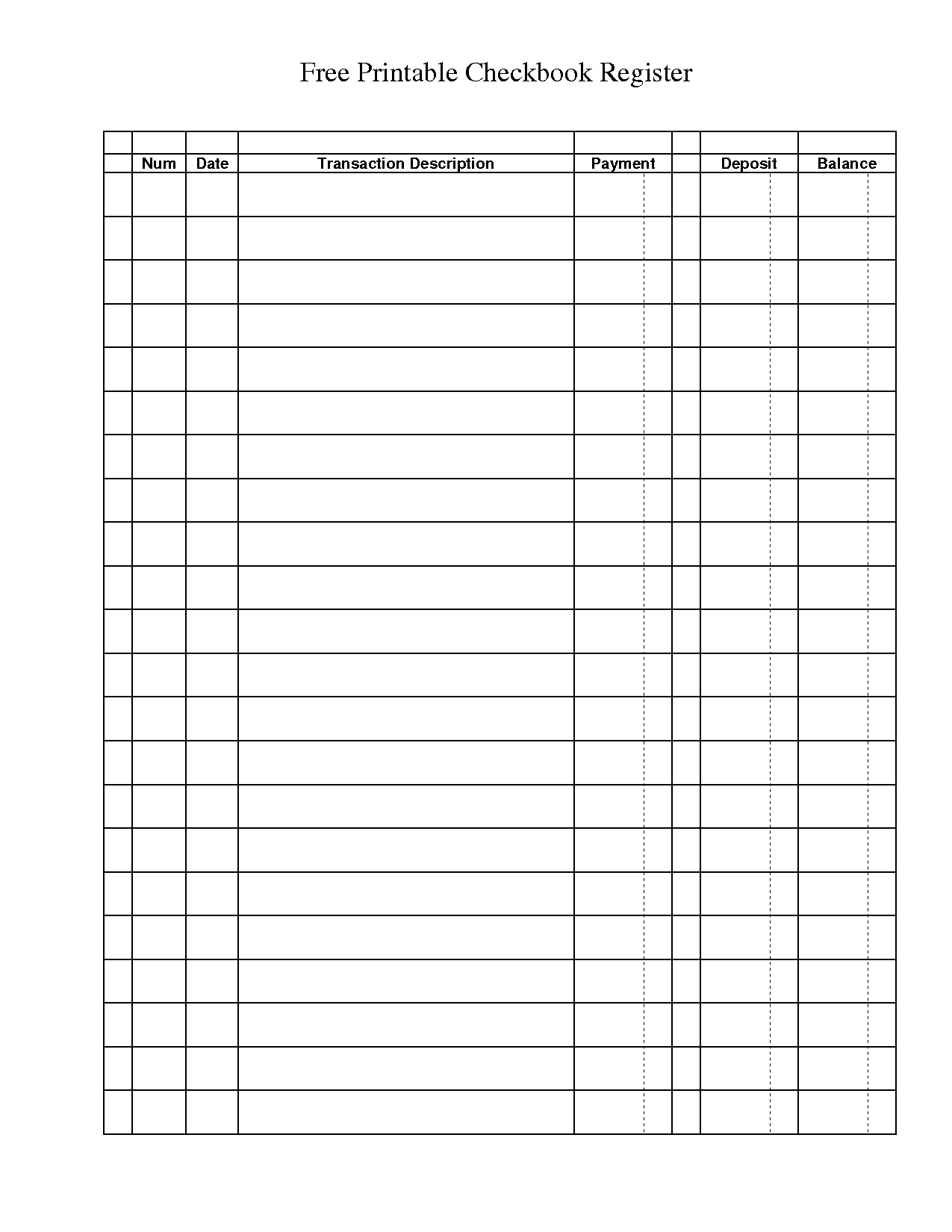 checkbook register calendar printable 2019