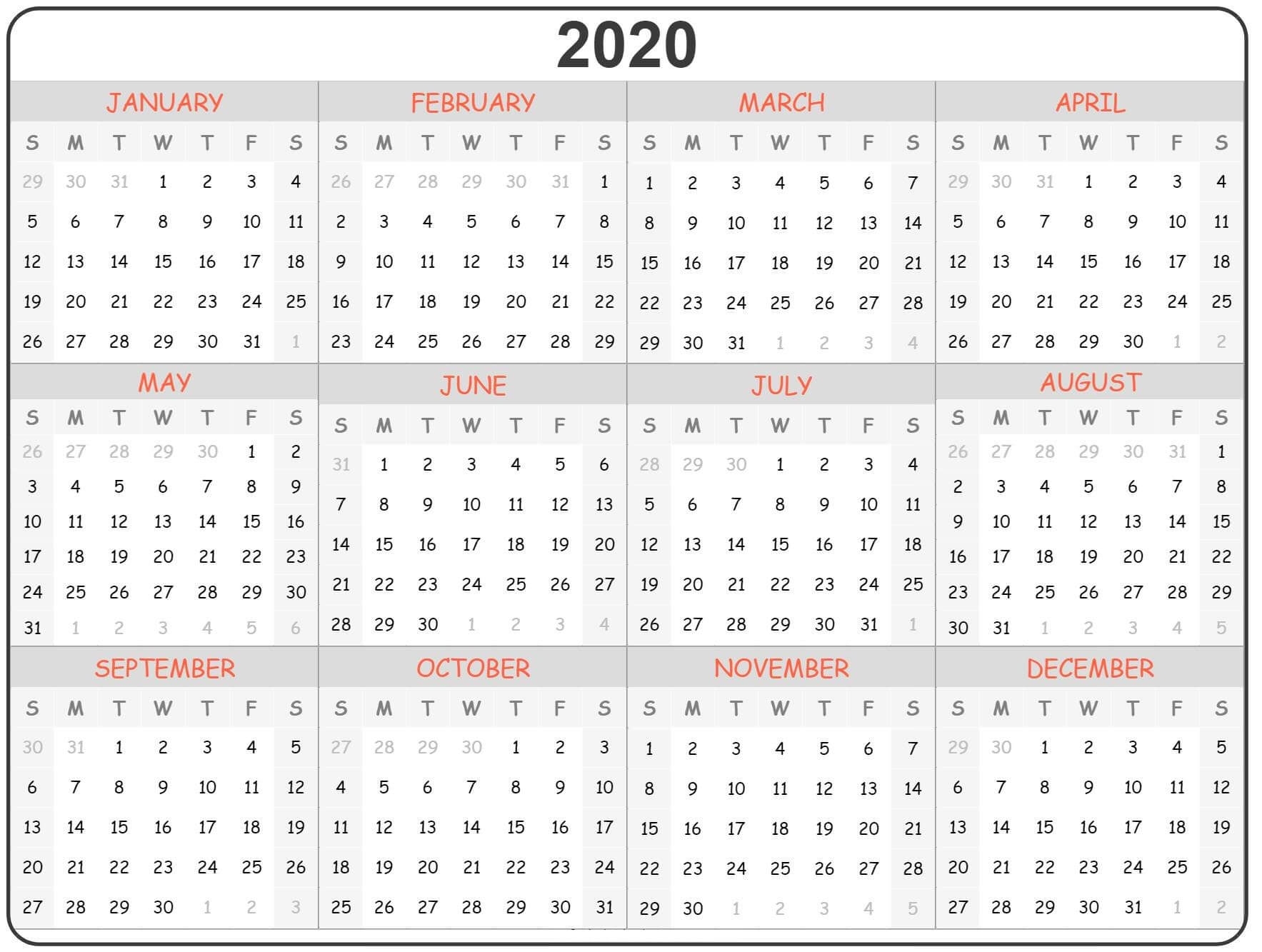 Full Page 2020 Calendar - Cerno.mioduchowski