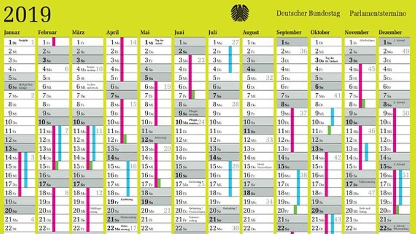 German Bundestag - Parliamentary Calendar