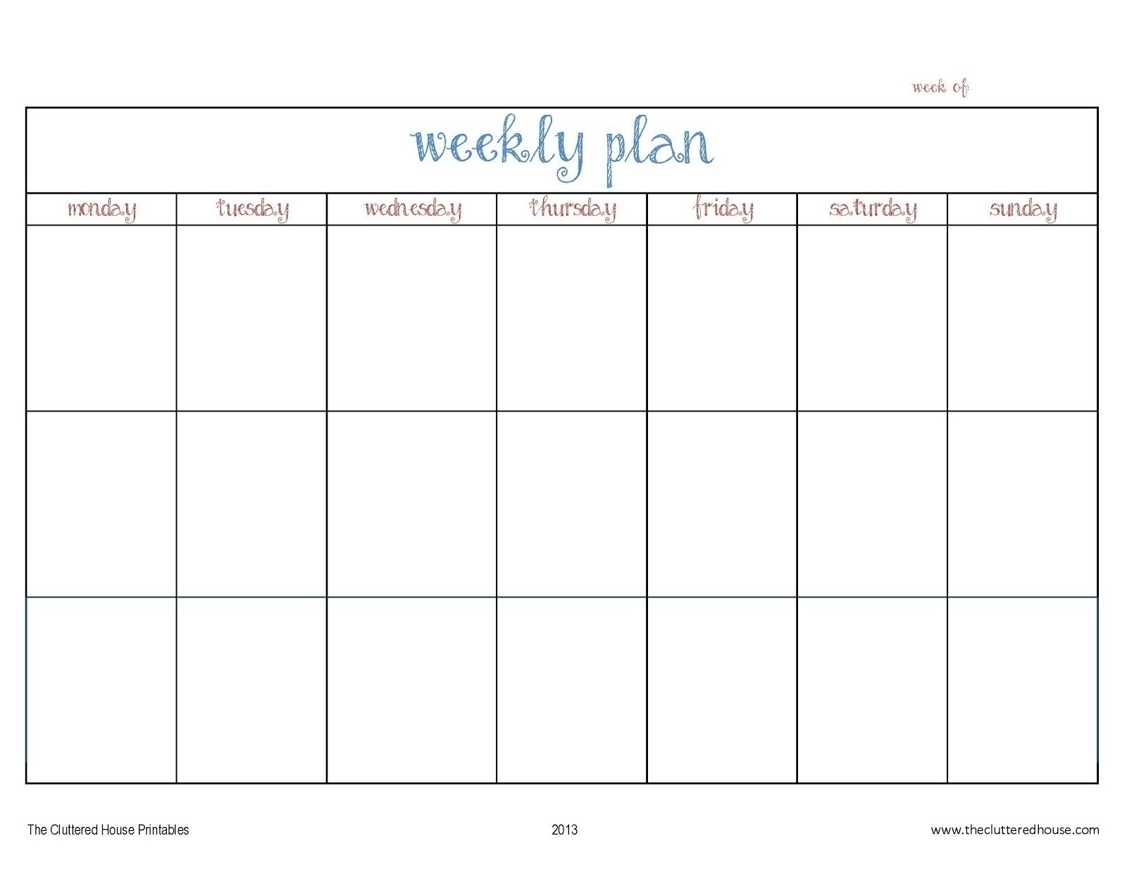 Get Blank 7 Day Week Calendar ⋆ The Best Printable Calendar
