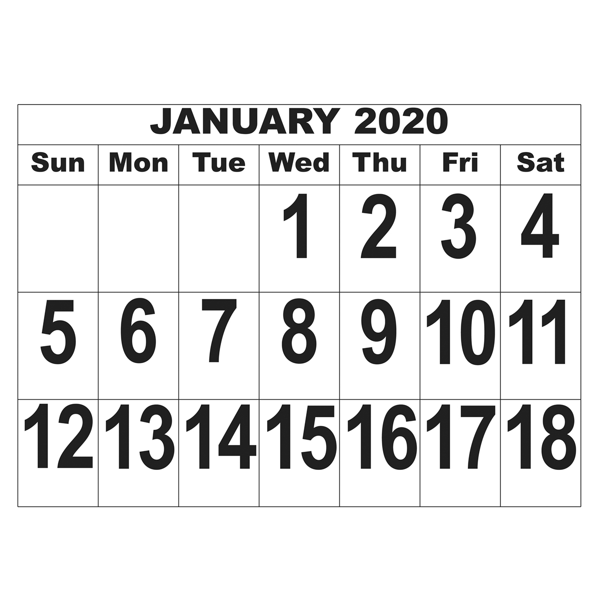 Giant Print Calendar - 2020