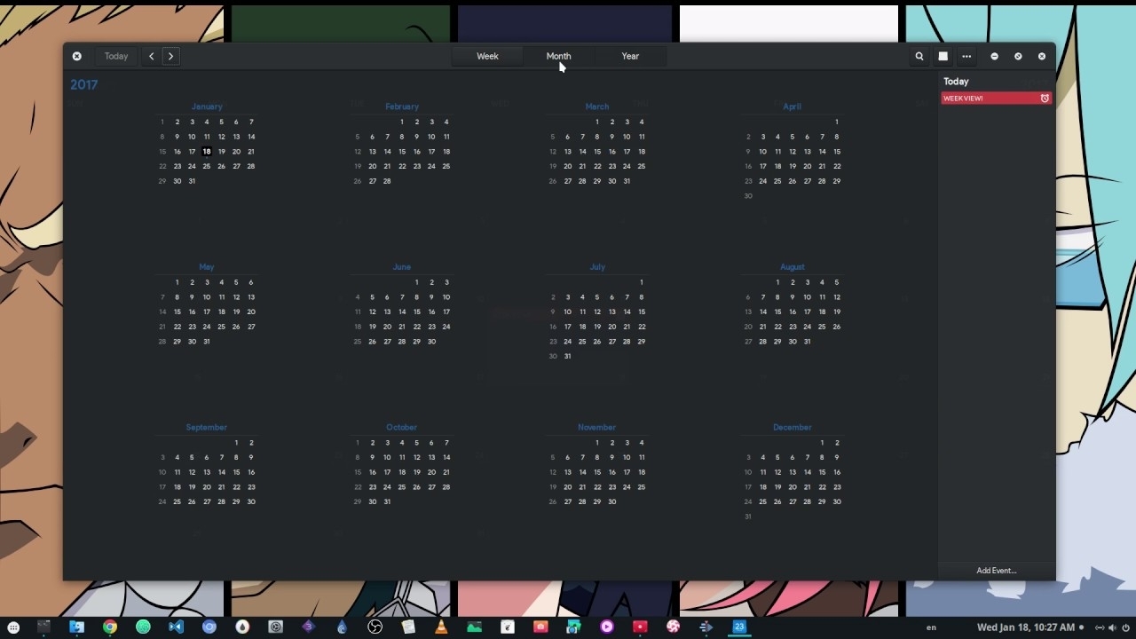 [Gnome 3.24] Week View On Calendar!