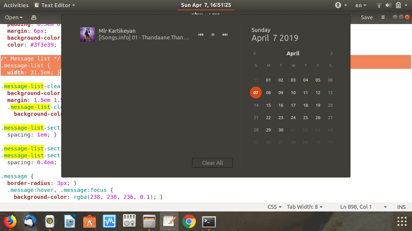 Gnome Shell - Minimalism In The Calendar In The Top Bar