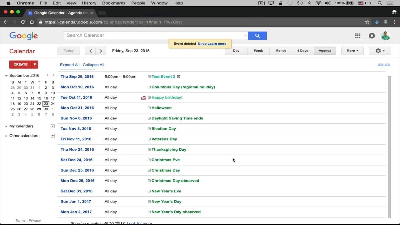 Google Calendar - Delete Multiple Events At Once