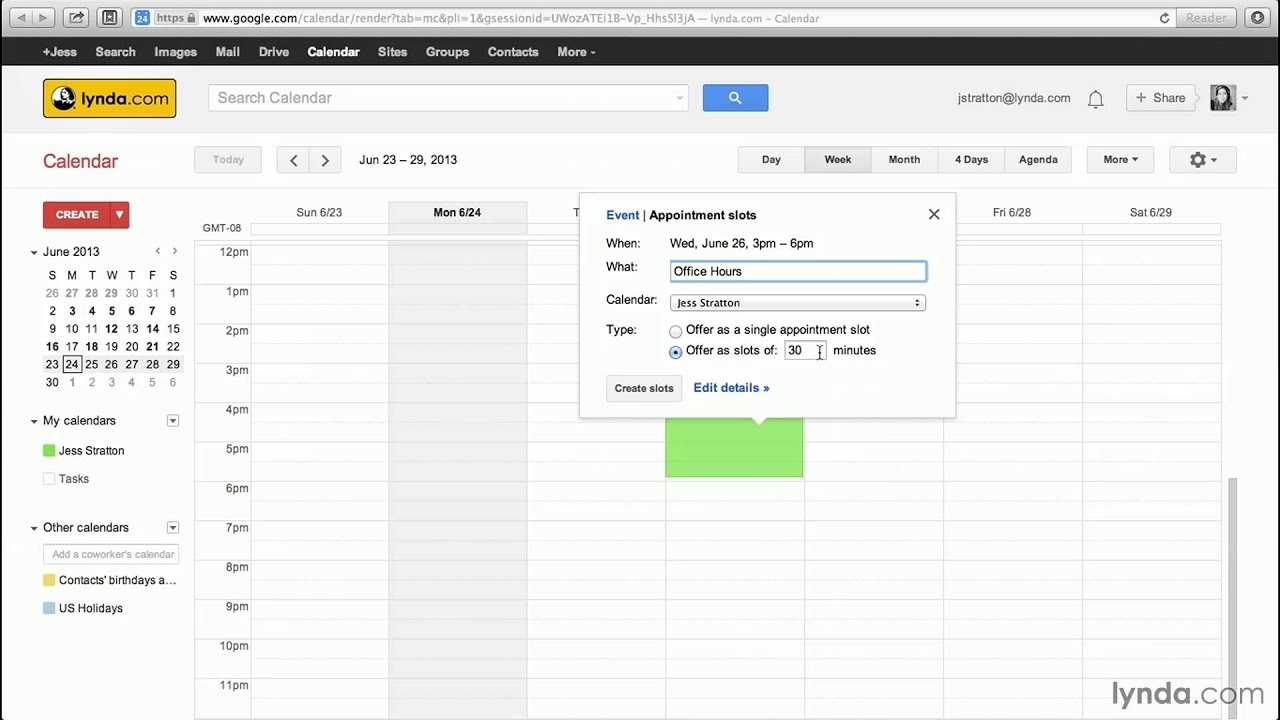 Google Calendar Tutorial: Creating Appointment Slots | Lynda