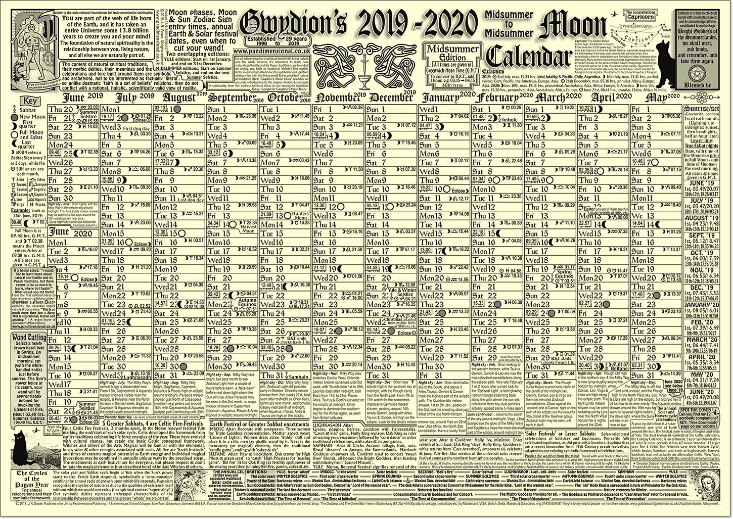 Gwydion&#039;s Moon Calendar - The New 2020 Edition. - Buy Online