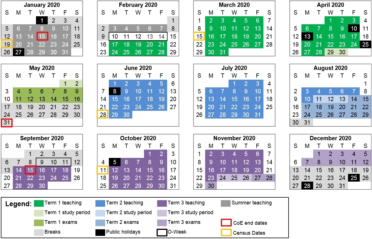 Unsw 3 Calendar 2020 Month Calendar Printable