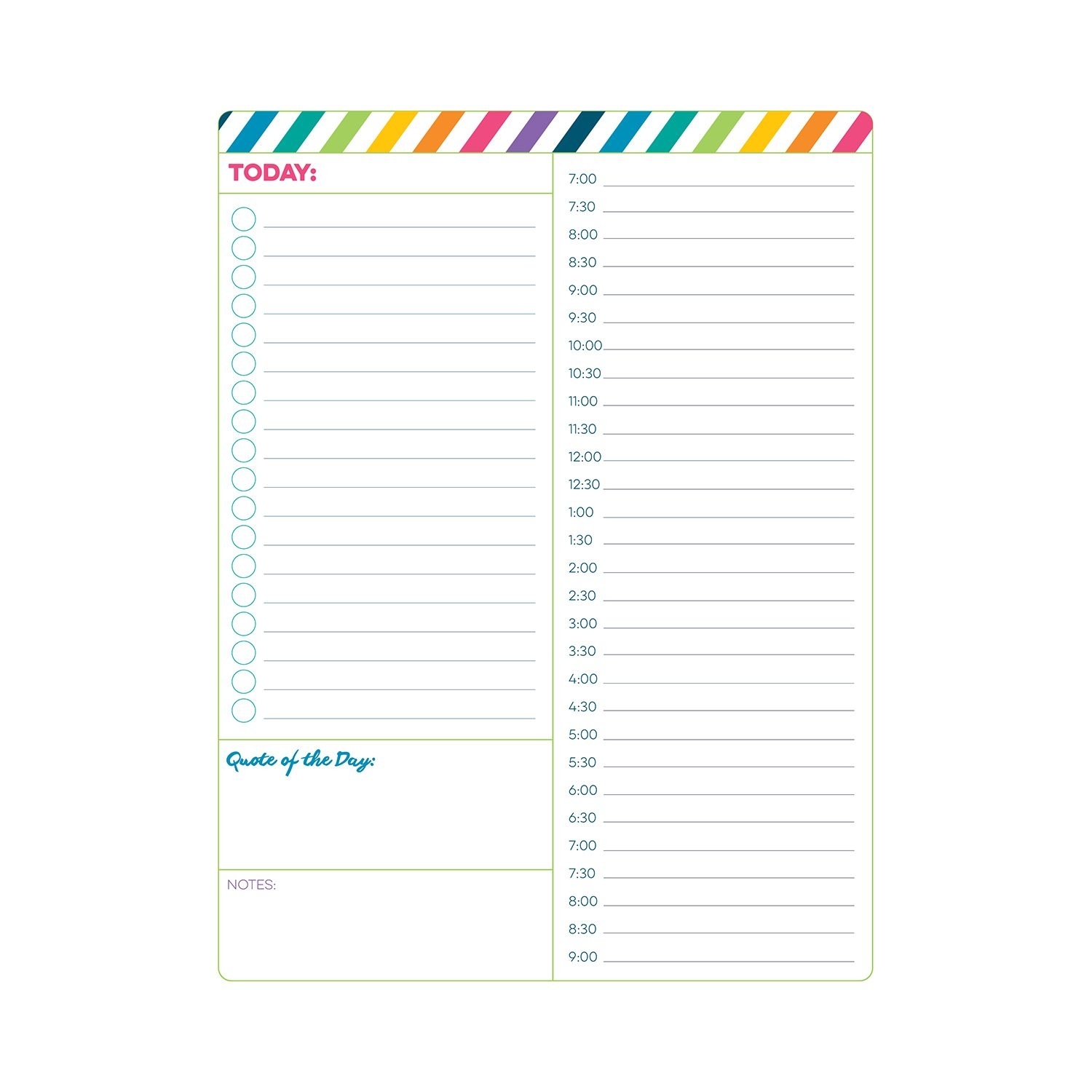 Hourly Paper Pad Planner Free Printable | Planner Pages