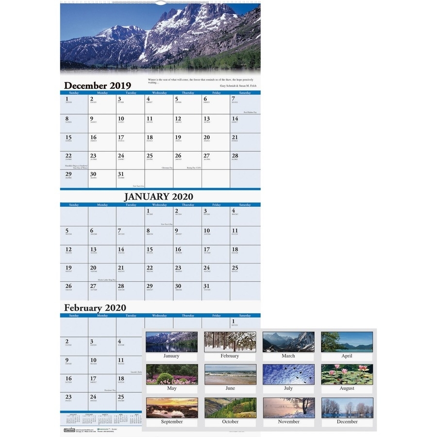 House Of Doolittle Scenic 3-Month Wall Calendar - Yes - 1.2 Year - December  2019 Till January 2021 - 3 Month Single Page Layout - 12 1/4&quot; X 27&quot; - Wire