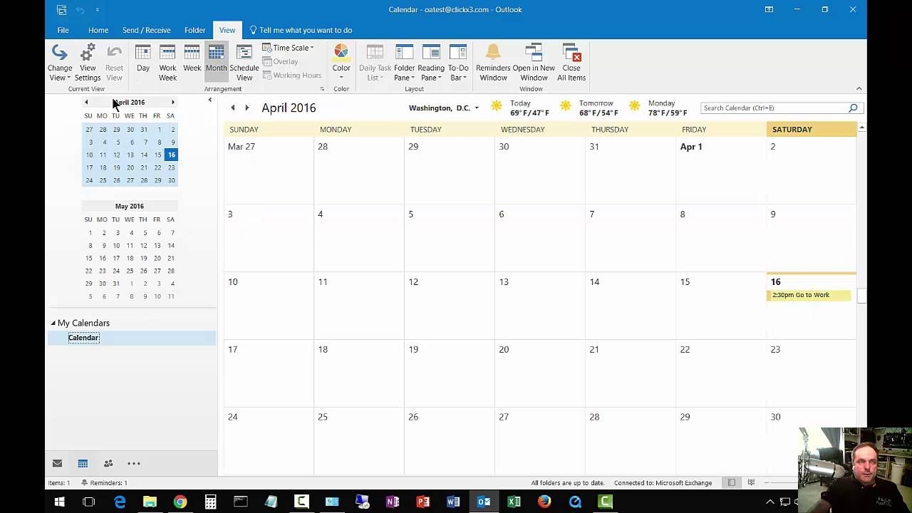 How To Change From List View To Day Calendar In Outlook 2016