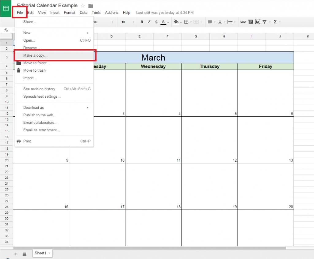 Year Calendar Google Sheets Month Calendar Printable