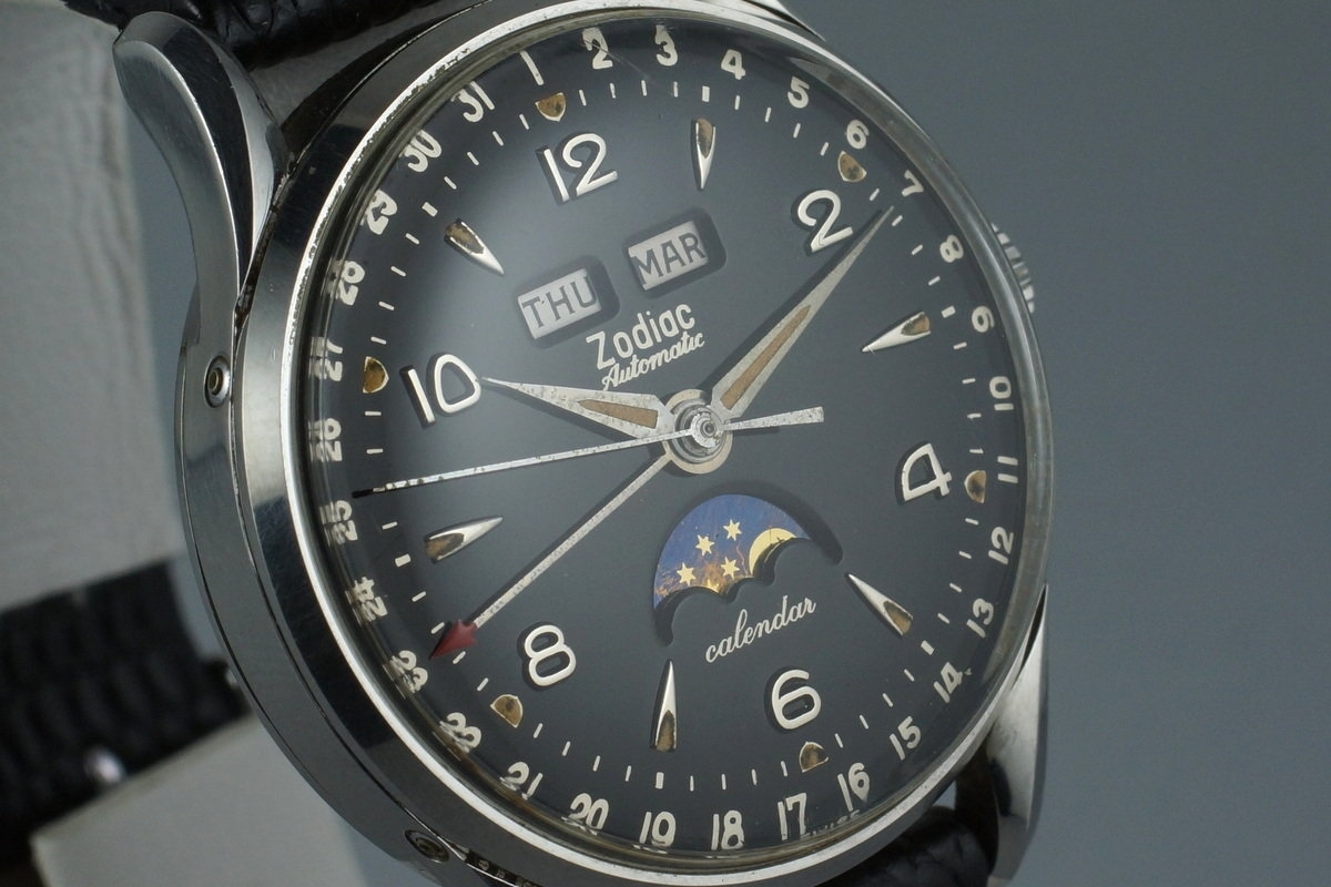 Hq Milton - Vintage 1958 Zodiac Triple Date Moonphase