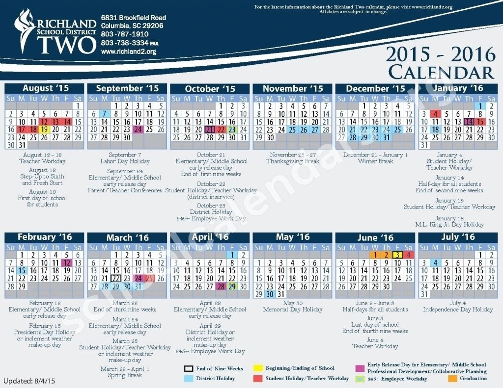 Richland 2 Calendar 2020 Month Calendar Printable