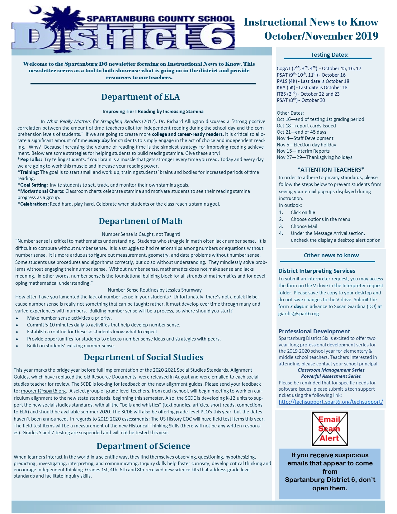 Instructional Newsletter – Curriculum &amp; Instruction
