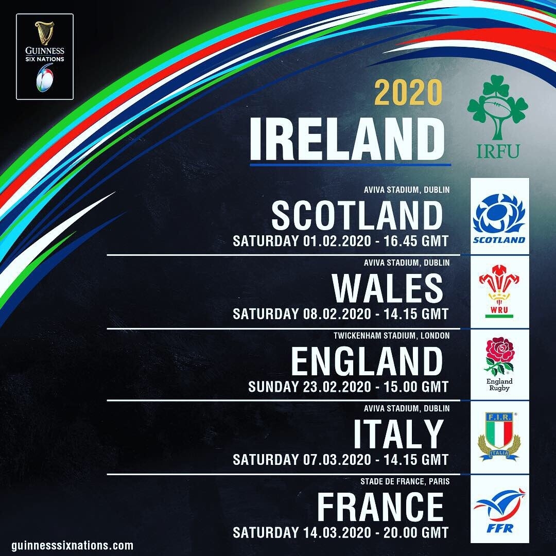 6 Nations Calendar 2020 Month Calendar Printable