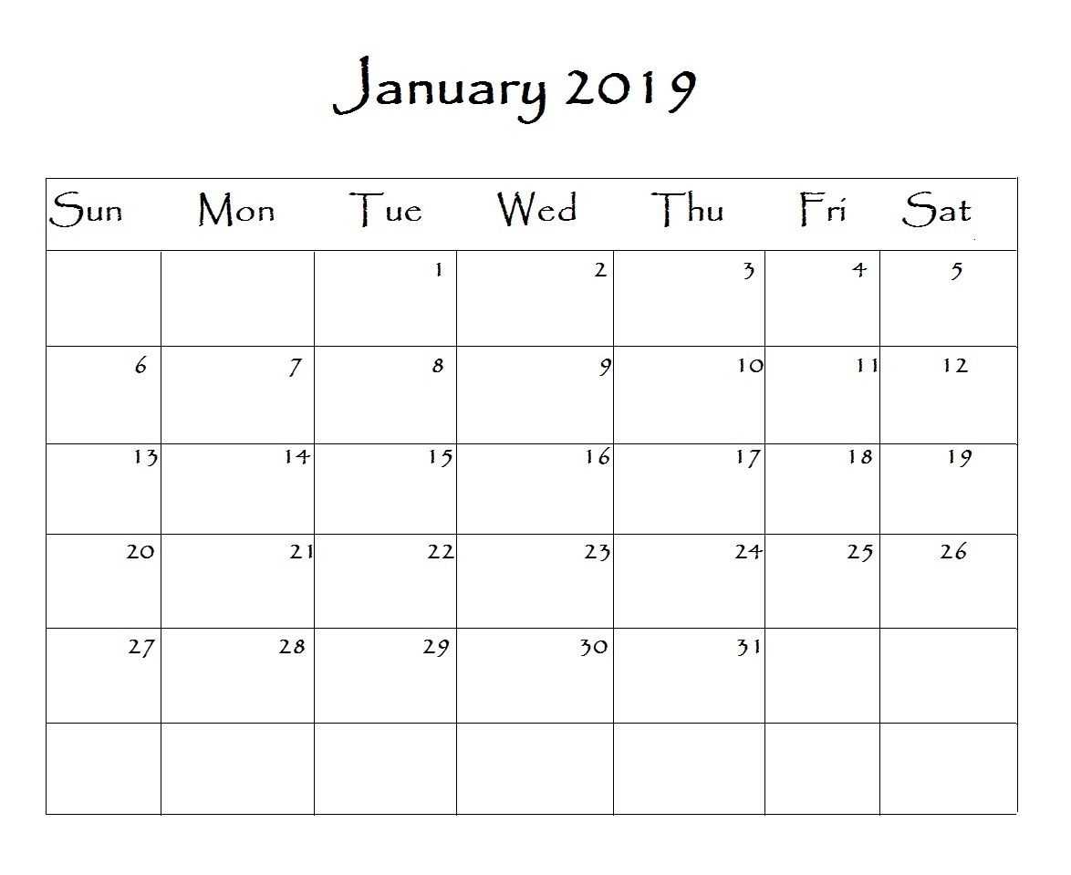 January 2019 Calendar Word #2019 #2019Calendar #word