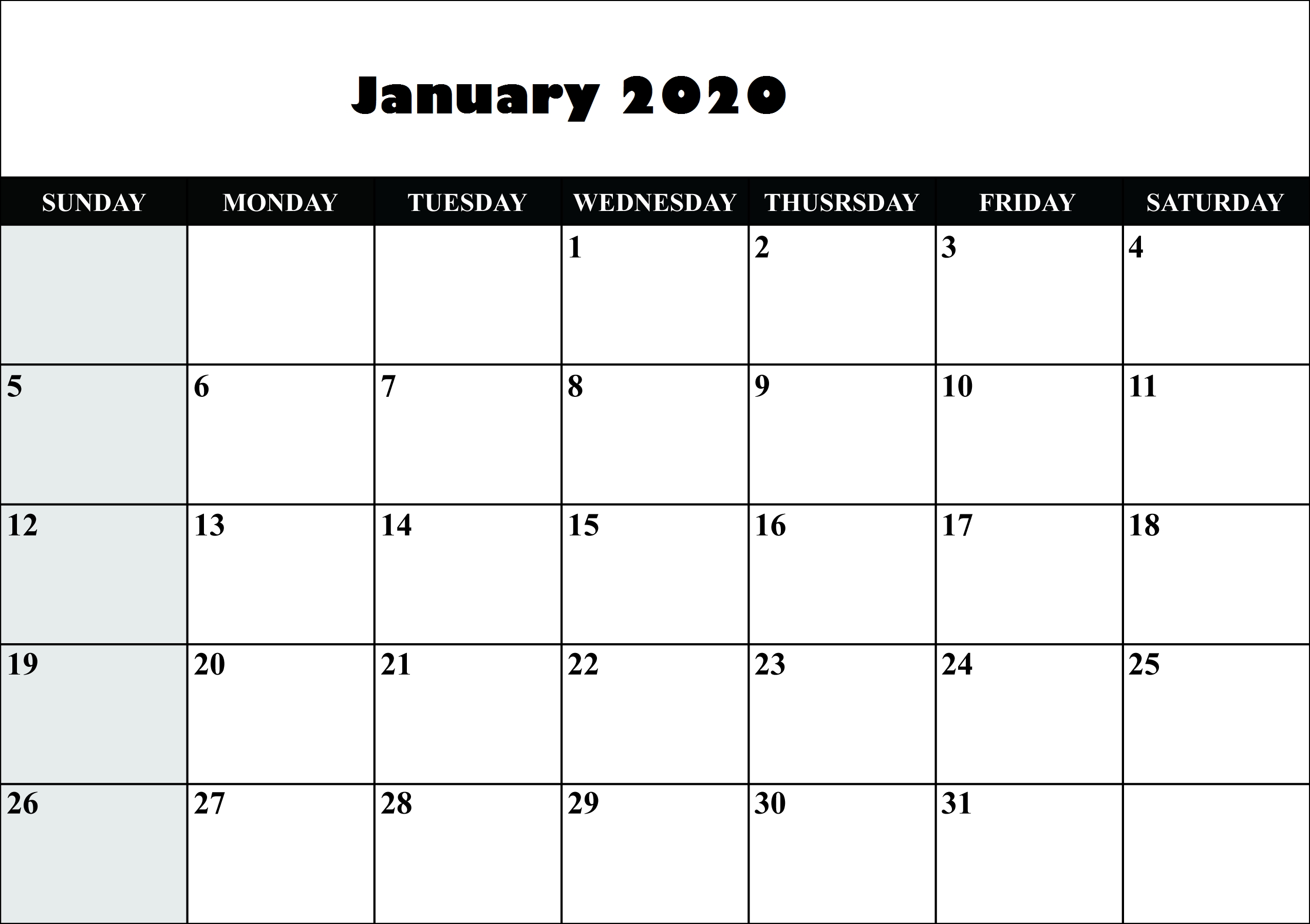 January 2020 Calendar Uk Federal Holidays List | Printable