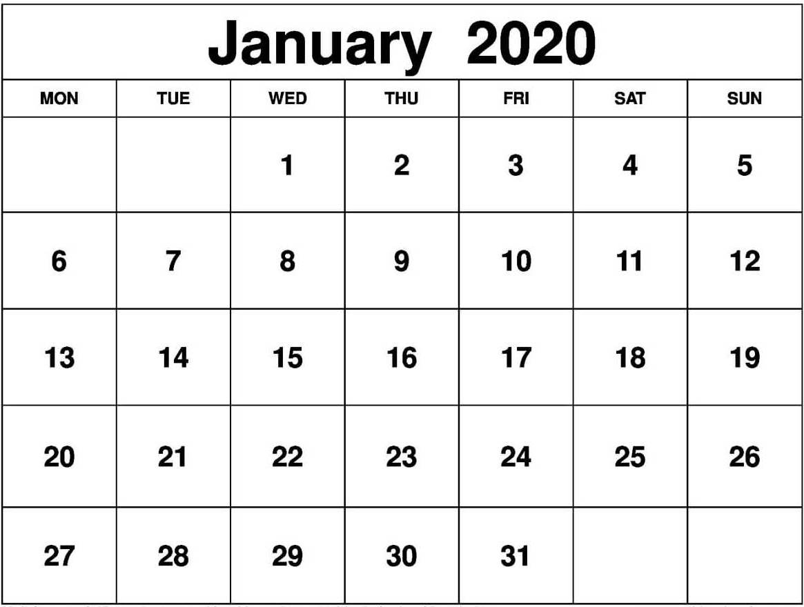 January 2020 Calendar Us Printable With Holidays - Set Your