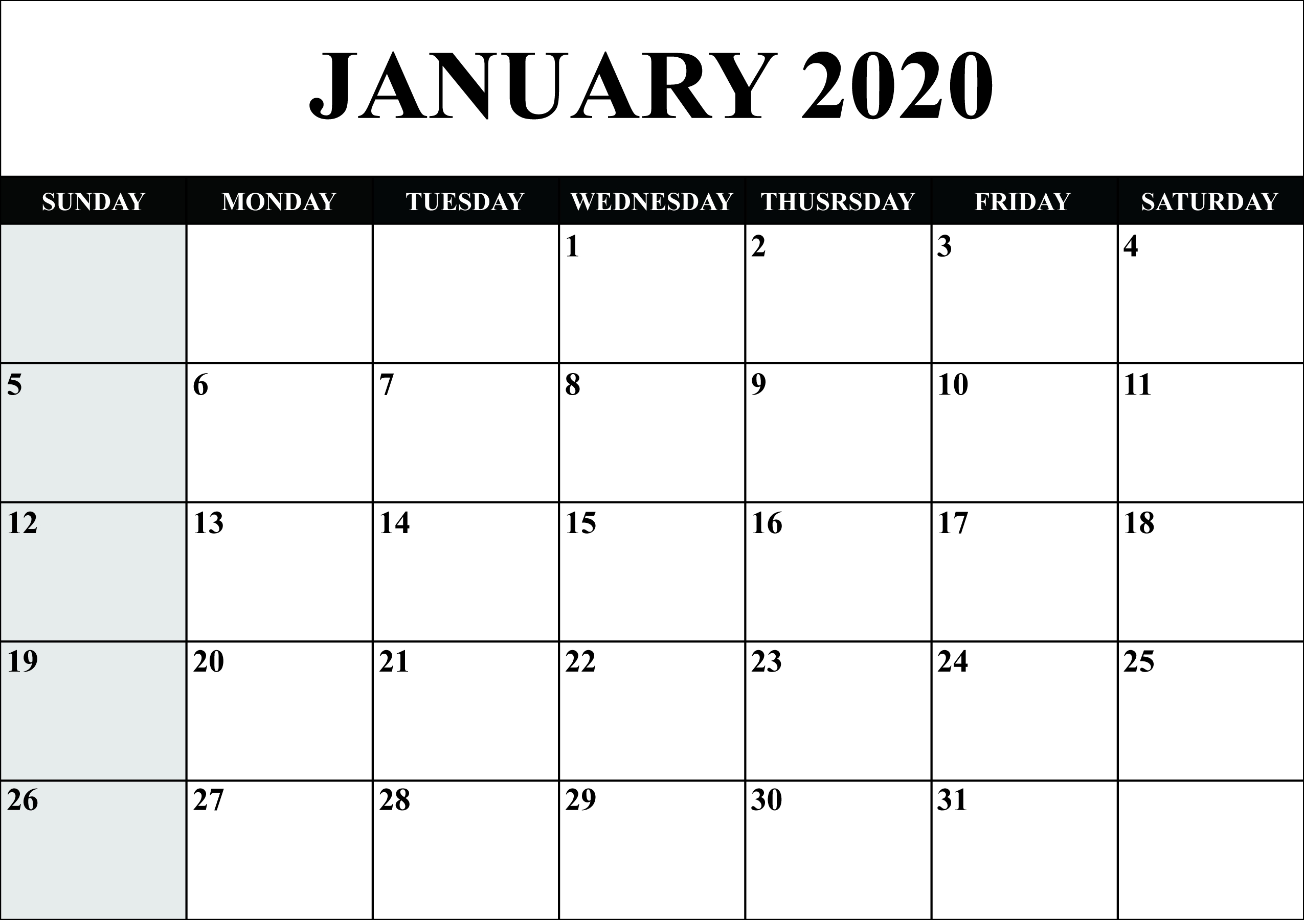 January Calendar 2020 Word - Free August 2019 Calendar