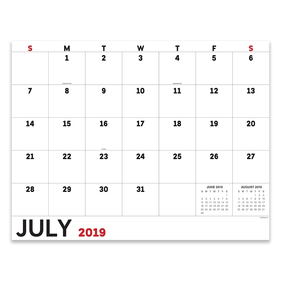July 2019 - June 2020 Utility Large Desk Pad Monthly Calendar