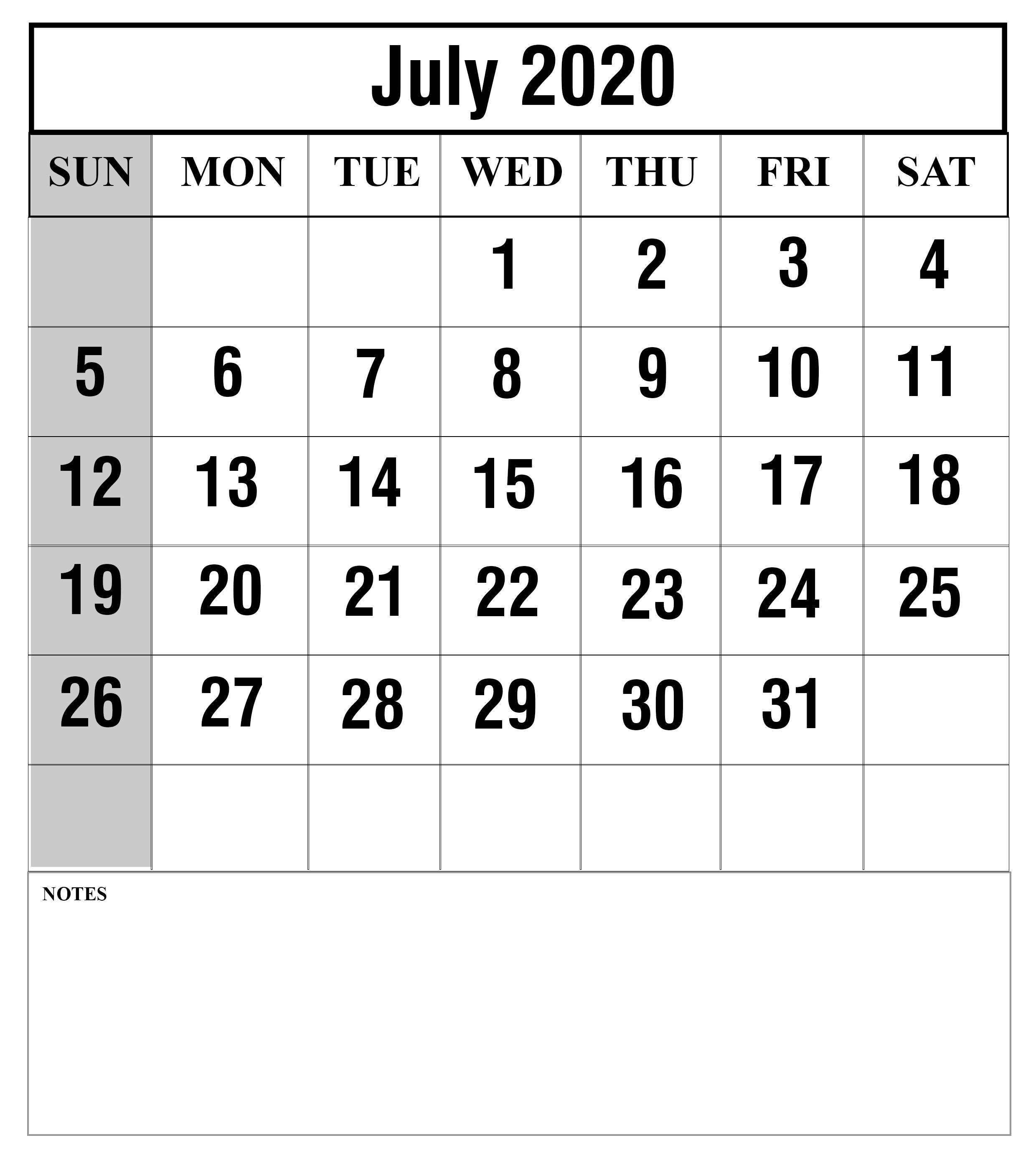 July-2020-2 | Printable Template Calendar