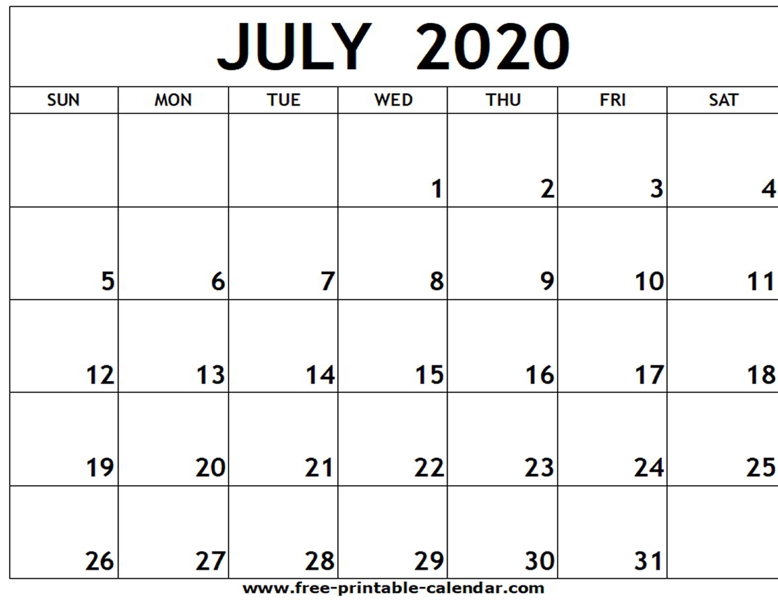 July 2020 Printable Calendar - Free-Printable-Calendar