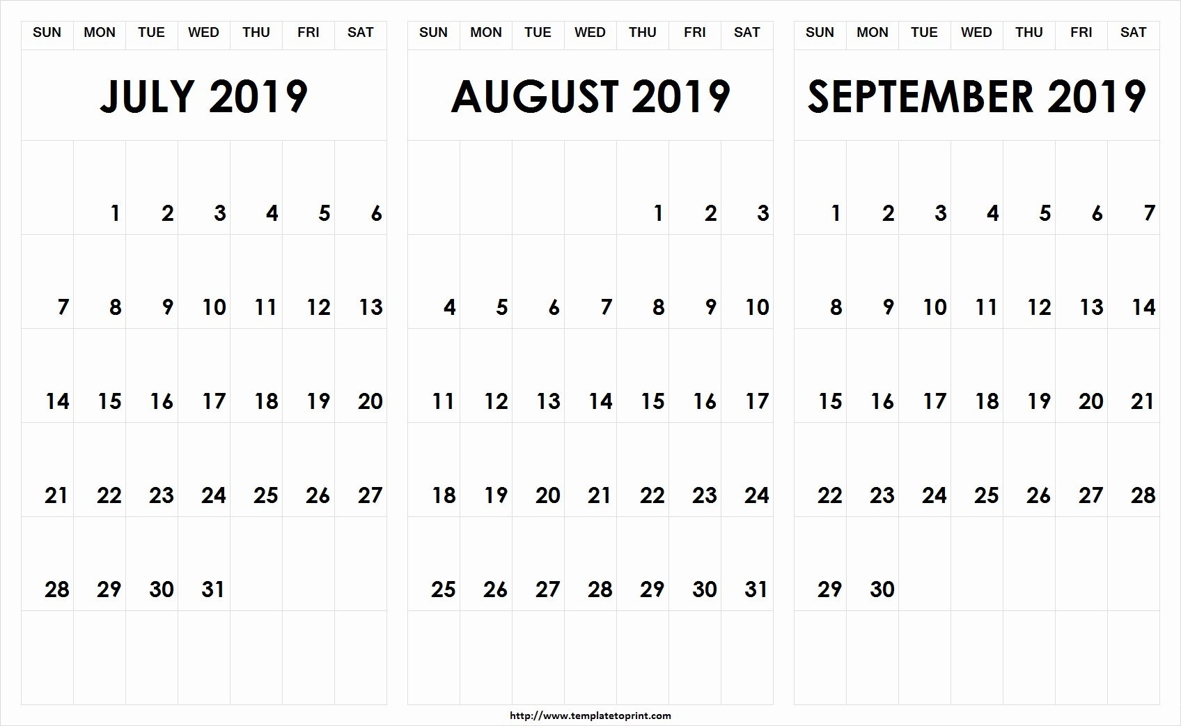 July August September 2019 Printable Calendar | September
