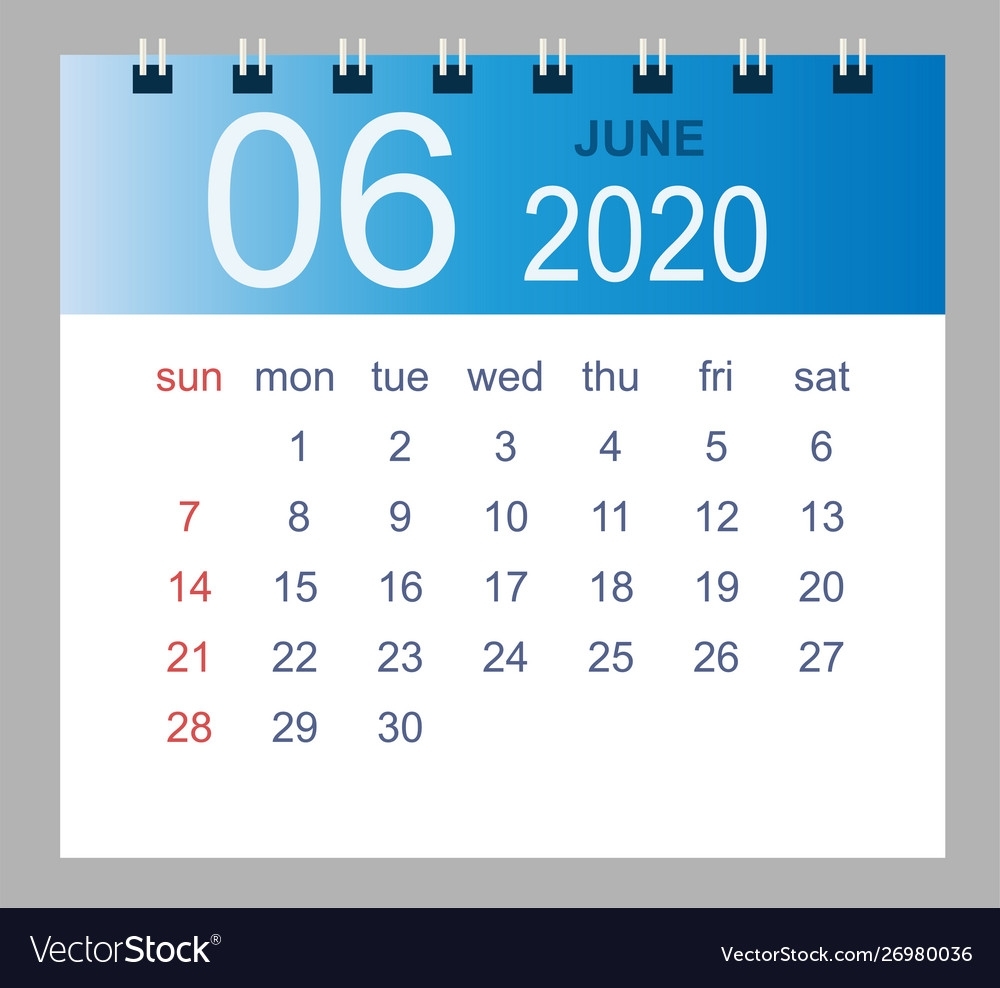 June 2020 Monthly Calendar Template 2020 Year In