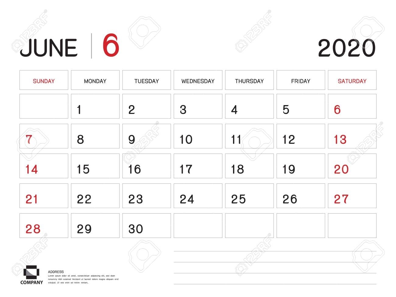 June 2020 Year Template, Calendar 2020, Desk Calendar Design,..