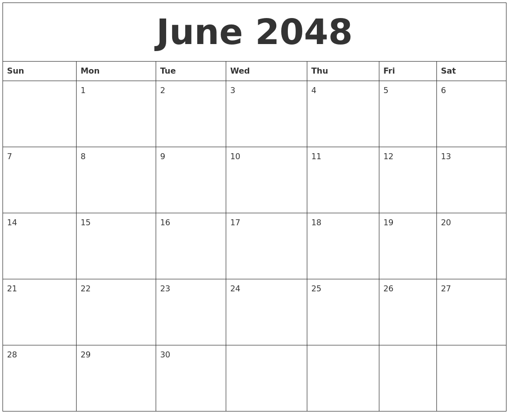 June 2048 Printable Calendar Free