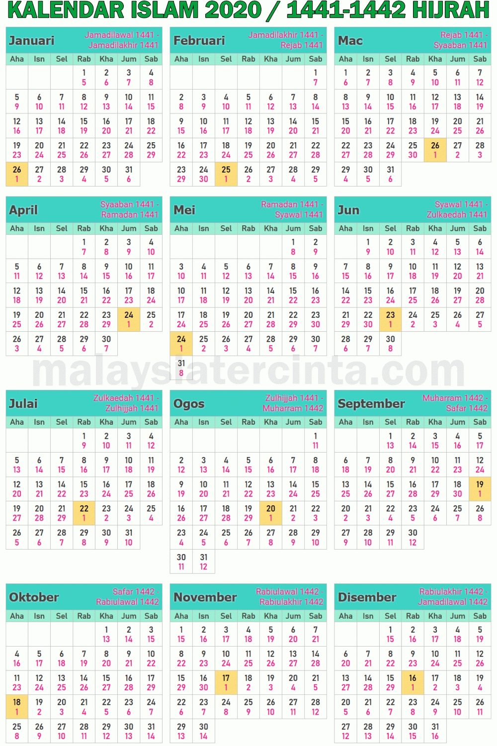 Calendar Bulan 6 2020 | Month Calendar Printable