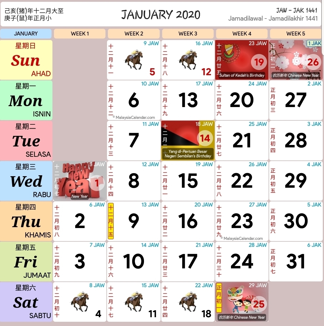 Kalendar Kuda Tahun 2020 Versi Pdf Dan Jpeg