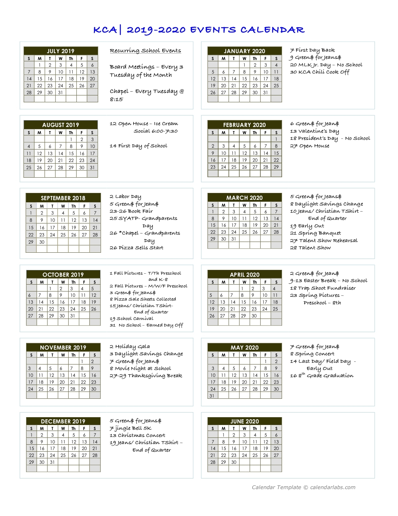 M Day Calendar 2020 Month Calendar Printable