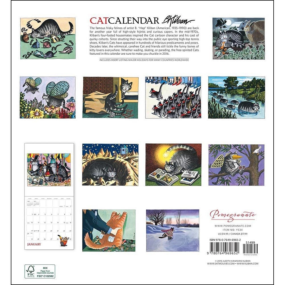 B Kliban Cat Calendar 2020 Month Calendar Printable