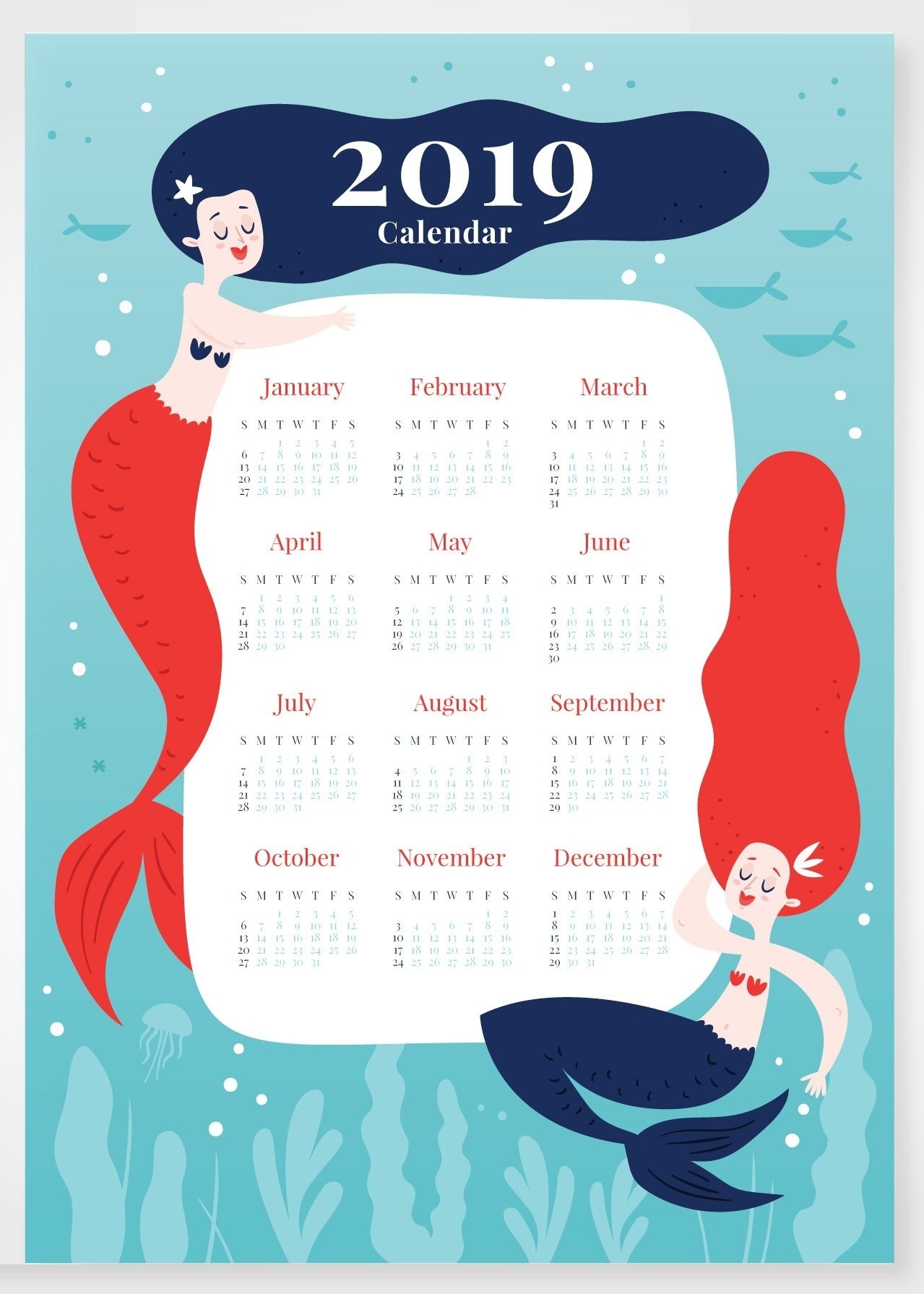 Latest 2019 Calendar Cute Design Free Printable Hd Formats