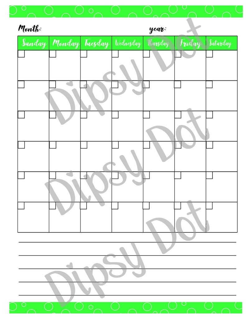 Calendar Year Goals List Month Calendar Printable