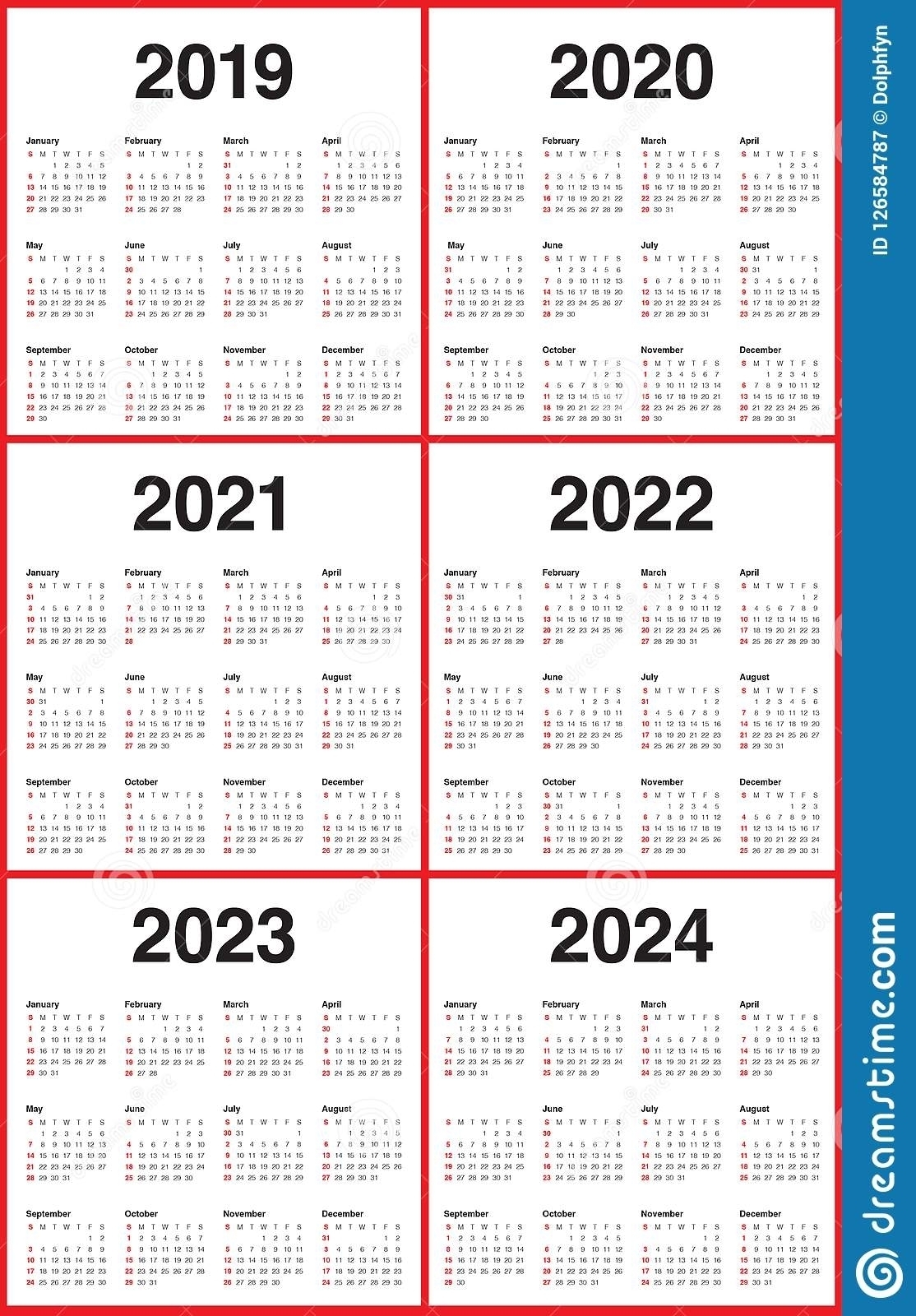 Lovely 3 Year Calendar 2022 To 2024 : Mini Calendar Template