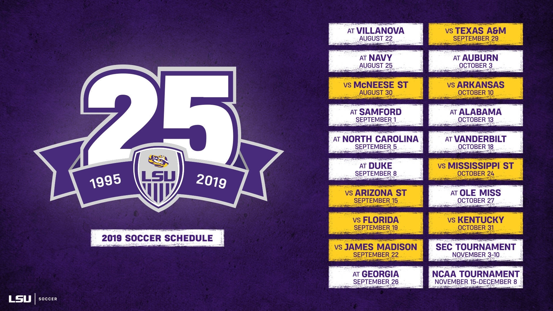 Lsu Soccer Announces 2019 Schedule - Lsu Tigers