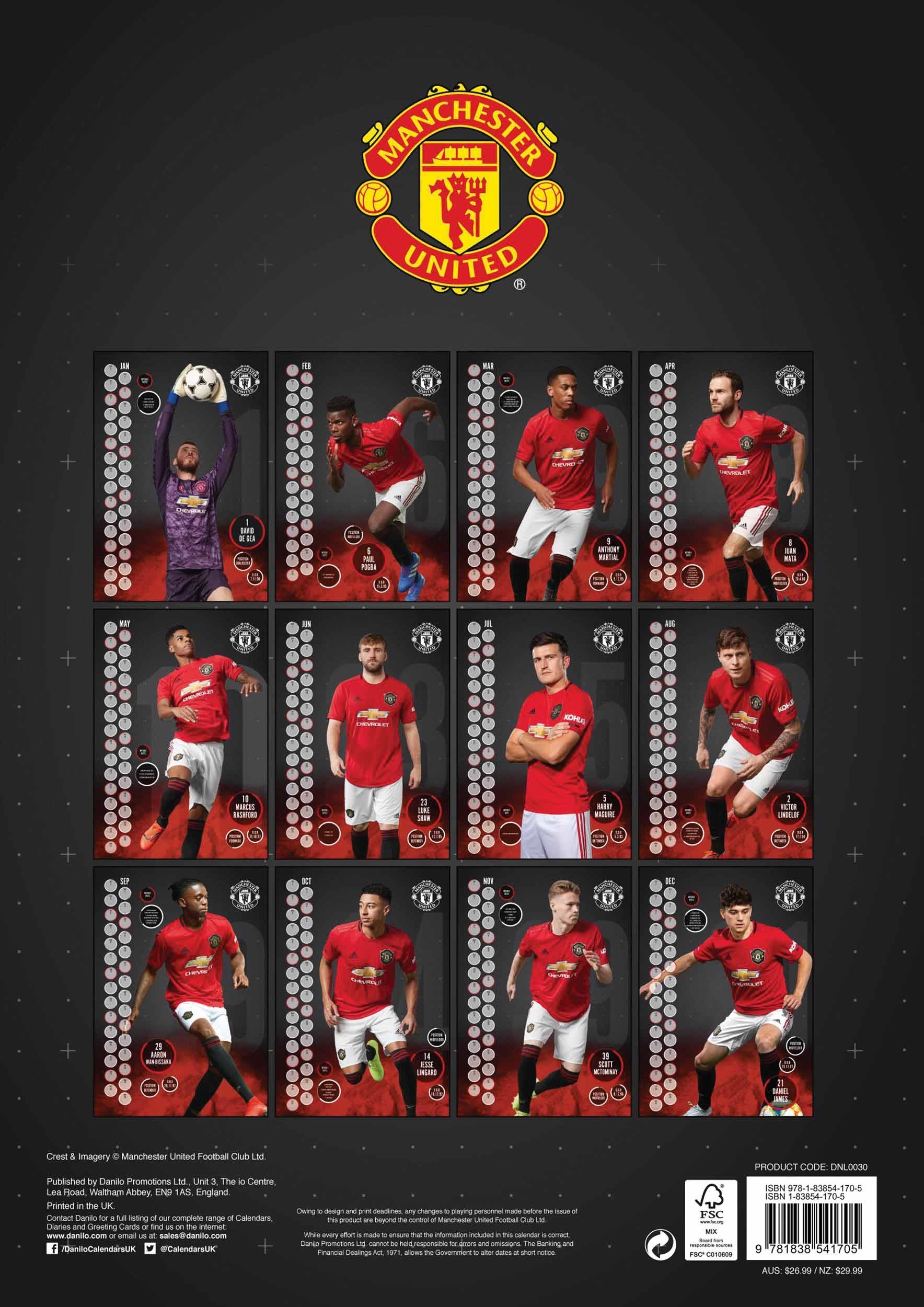 Manchester United Fc A3 Calendar 2020