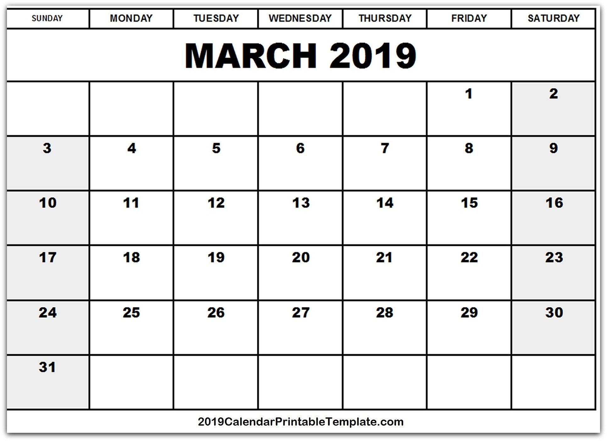 March 2019 Calendar Excel | March 2019 Calendar Printable