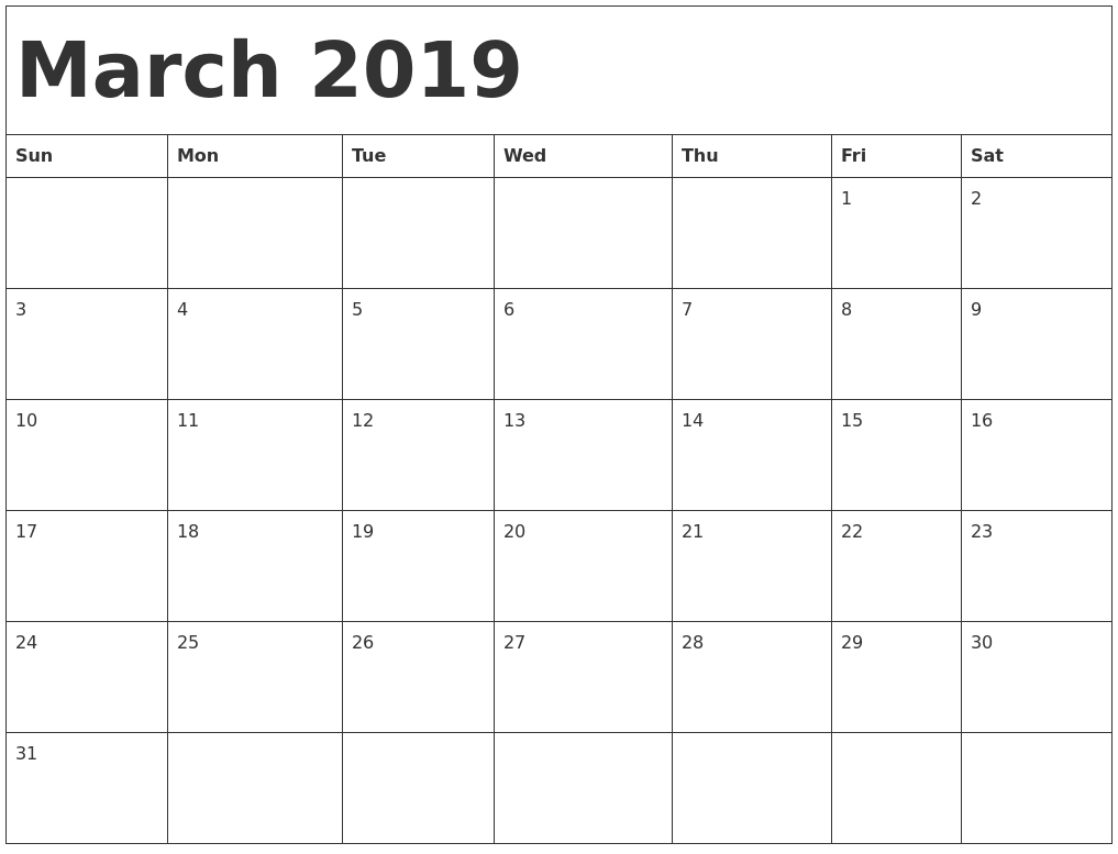 March 2019 Calendar Template Word #march #march2019