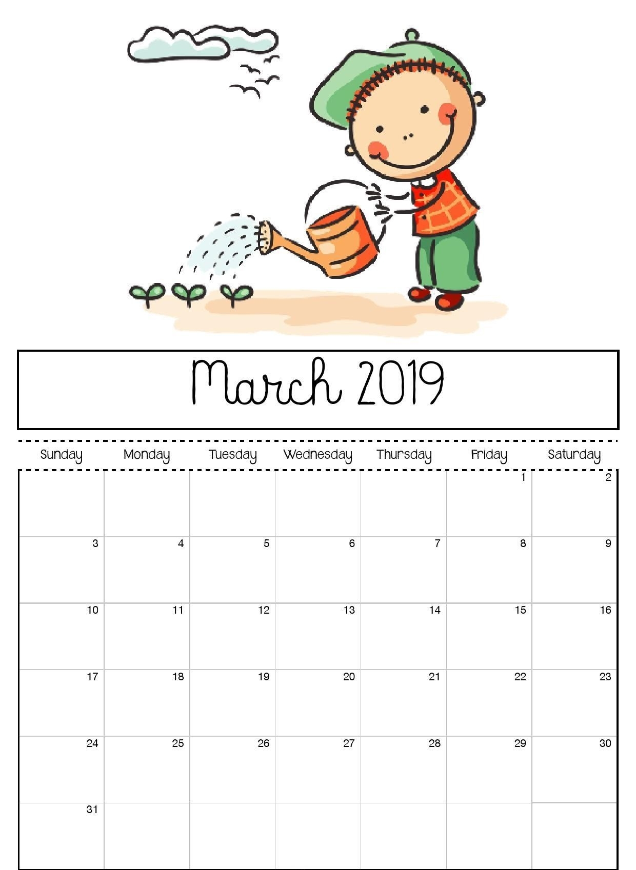 March 2019 Printable Calendar For Kids | Kids Calendar