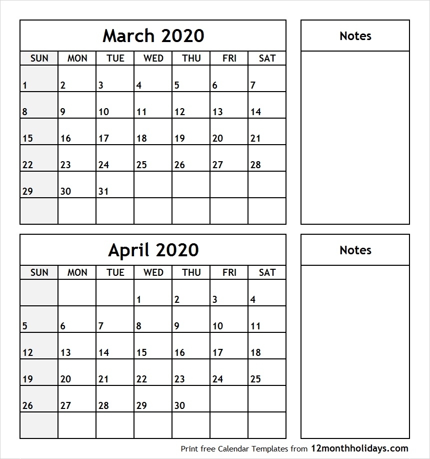 March-April-2020-Printable-Calendar - All 12 Month Calendar
