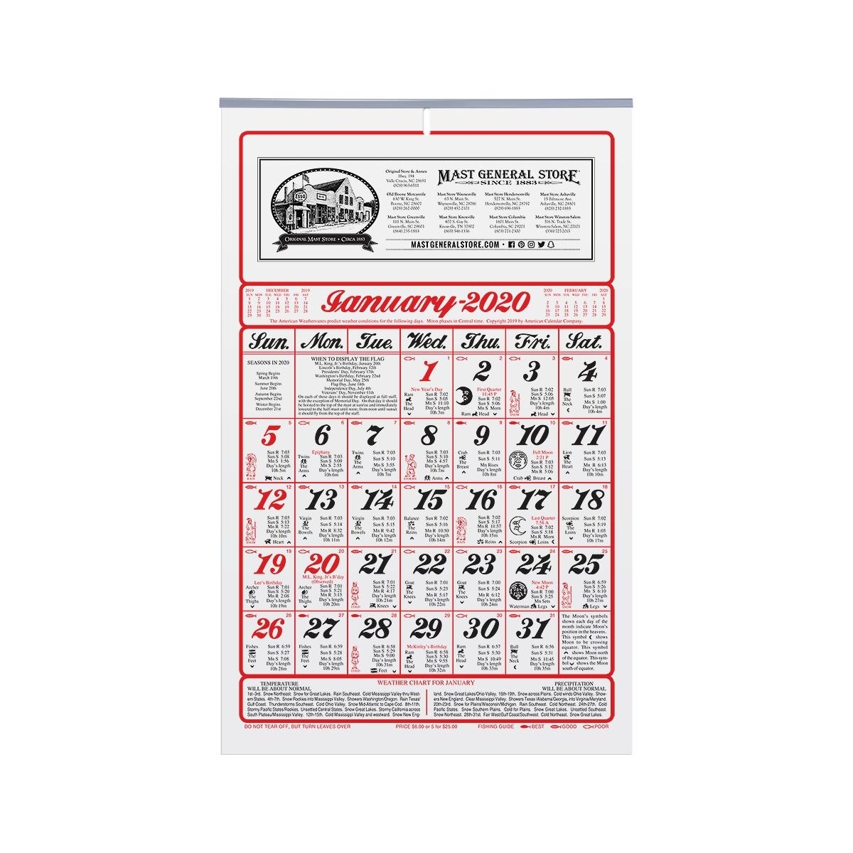 Mast General Store | 2020 Mast General Store White Calendar