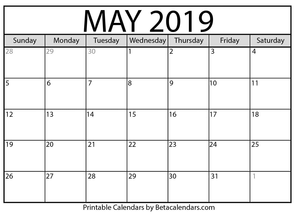 May 2019 Calendar - Mateo Pedersen - Medium