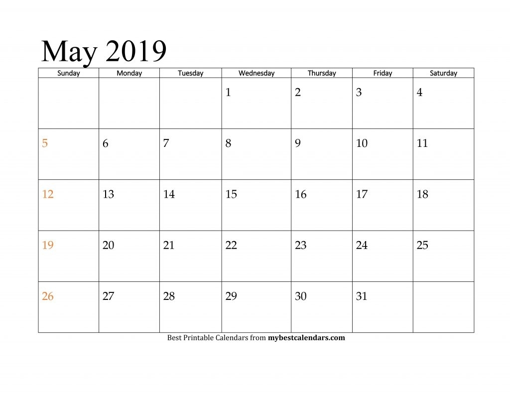 May 2019 Printable Calendar - Blank Templates Holidays