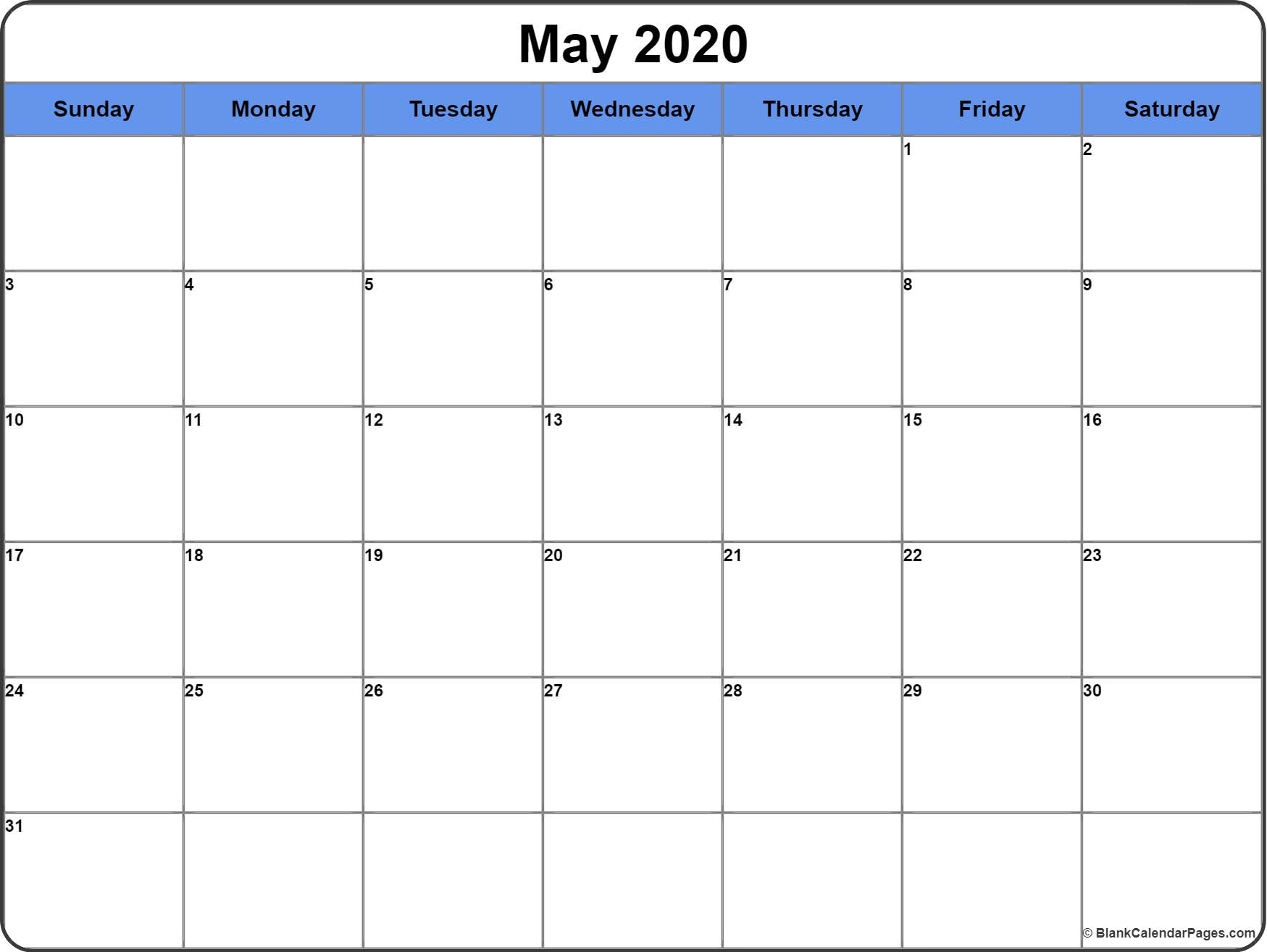 May 2020 Calendar | Free Printable Monthly Calendars