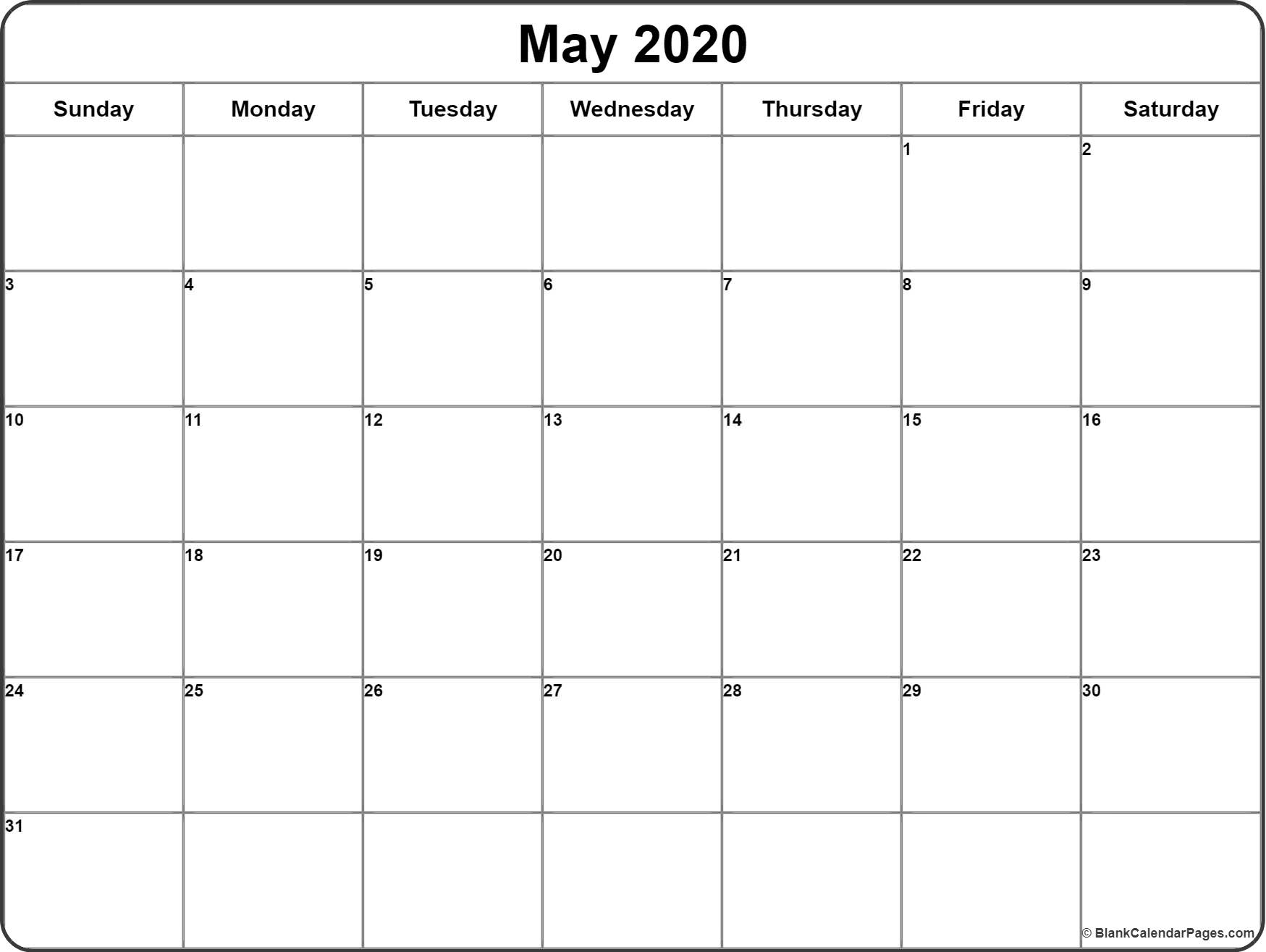 May 2020 Calendar | Free Printable Monthly Calendars