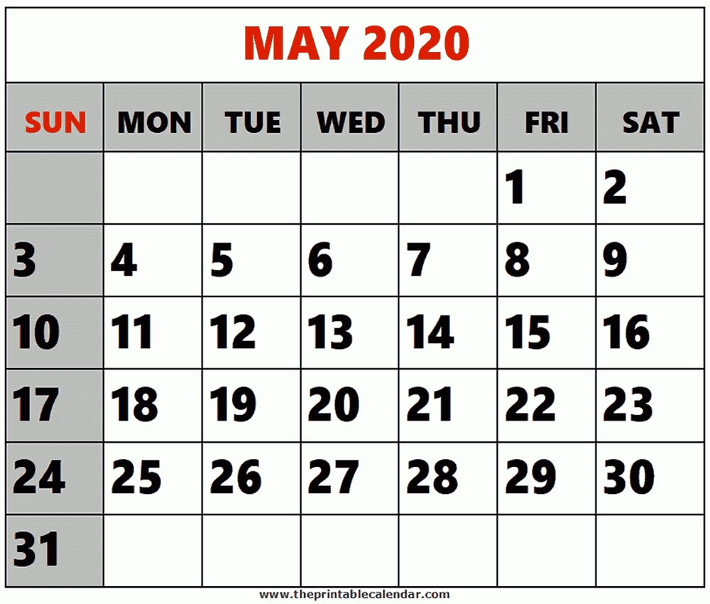 May 2020 Printable Calendars